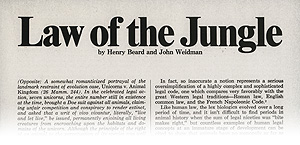 A portion of the title page for 'Law of the Jungle', by Henry Beard and John Weidman.